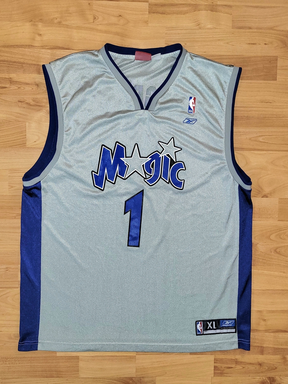 Reebok Tracy McGrady #1 Orlando Magic NBA Gray Blue Jersey VTG Y2K  Size XL